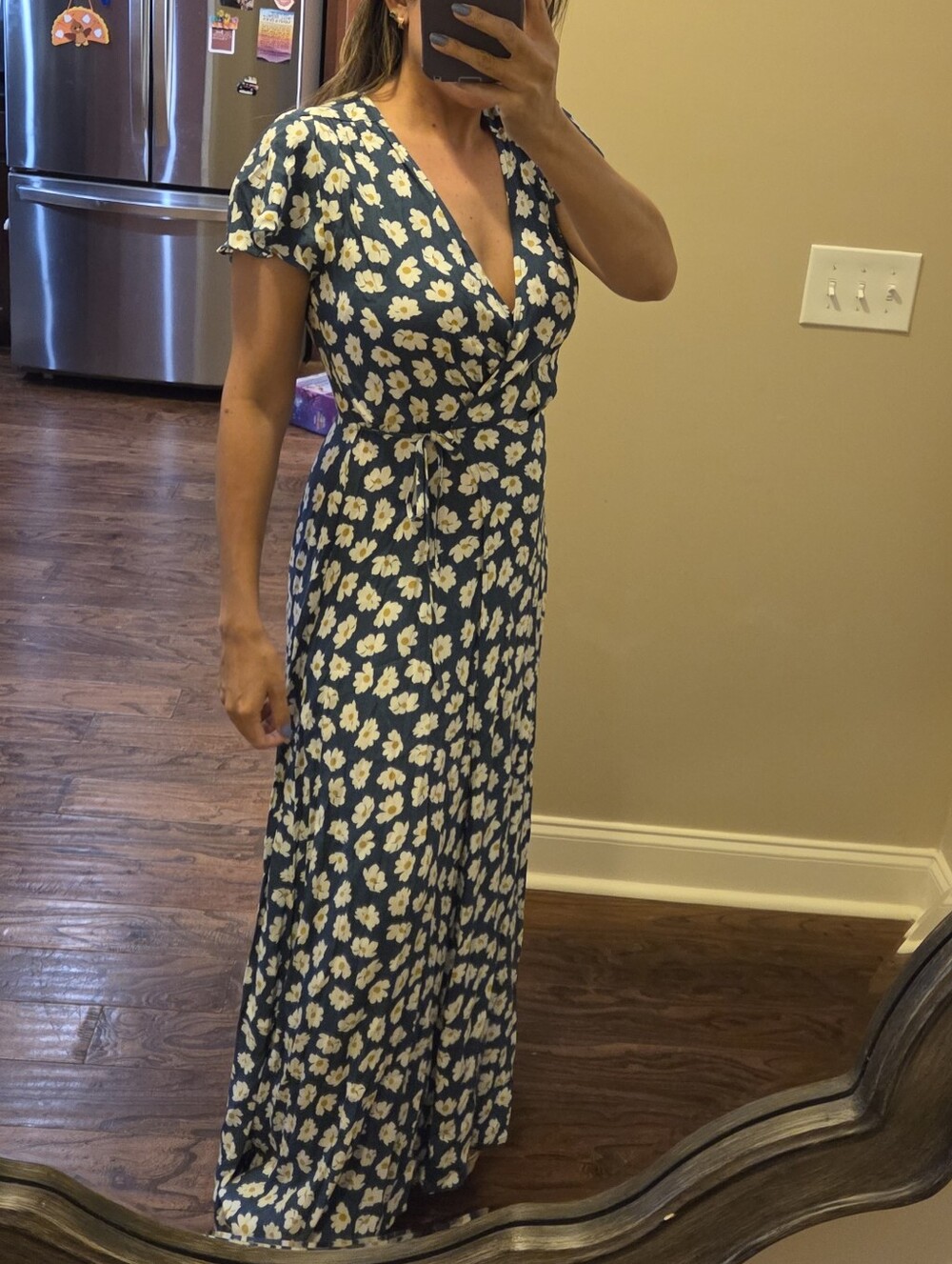 Sugarlips Navy Floral Wrap Maxi Dress
